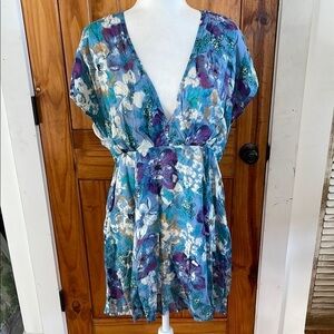 Free People Freddy Floral V-Neck Mini Dress Medium